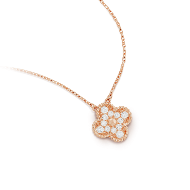 [LORA]CLOVER 15MM DIAMOND SINGLE FLOWER NECKLACE
