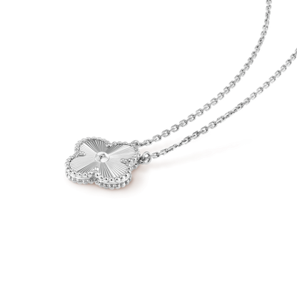 [LORA]CLOVER 15MM LASER NECKLACE SILVER