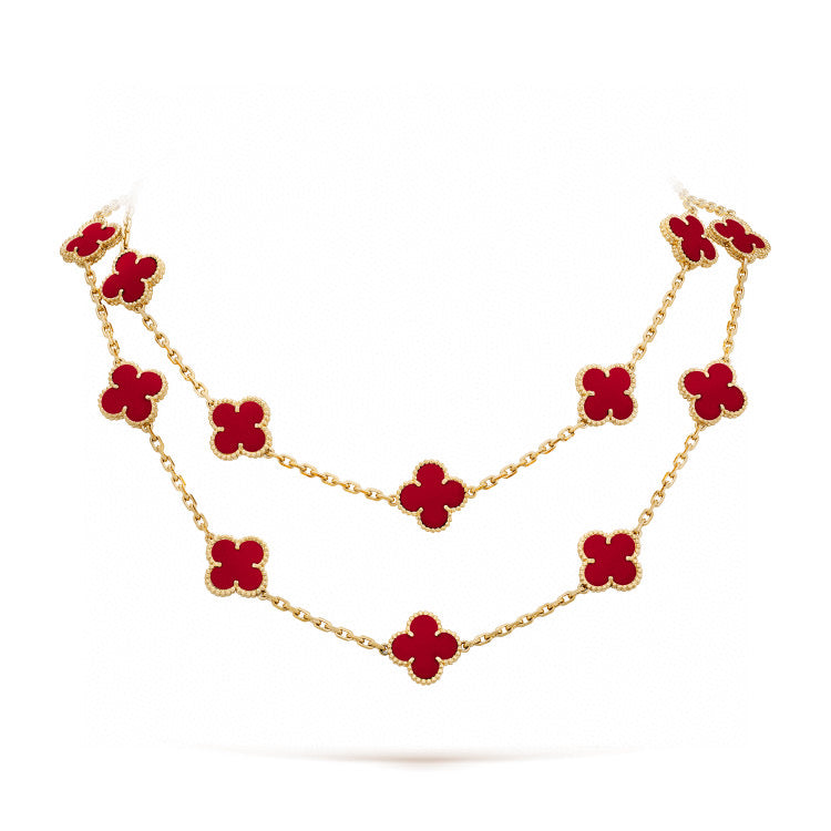[Lora]CLOVER 20 MOTIFS CARNELIAN NECKLACE