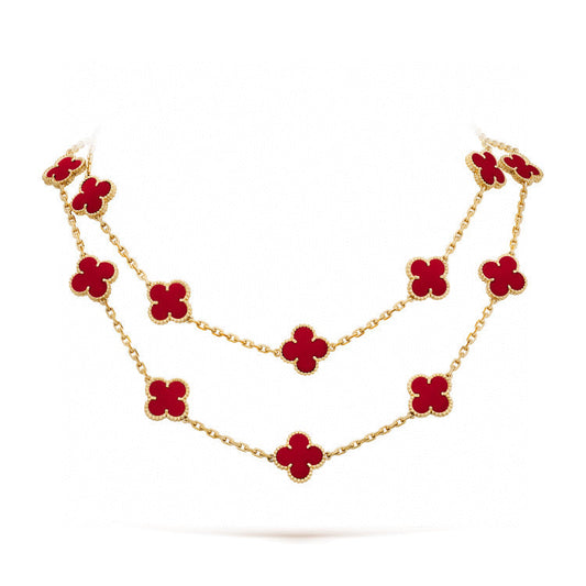 [Lora]CLOVER 20 MOTIFS CARNELIAN NECKLACE