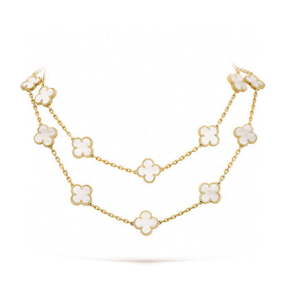 [LORA]CLOVER 20 MOTIFS WHITE MOP NECKLACE