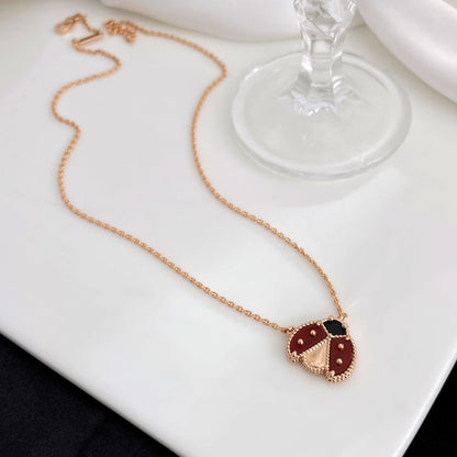 [LORA]LUCKY  CARNELIANS LADYBUG NECKLACE