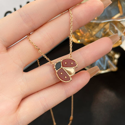 [LORA]LUCKY  CARNELIANS LADYBUG NECKLACE