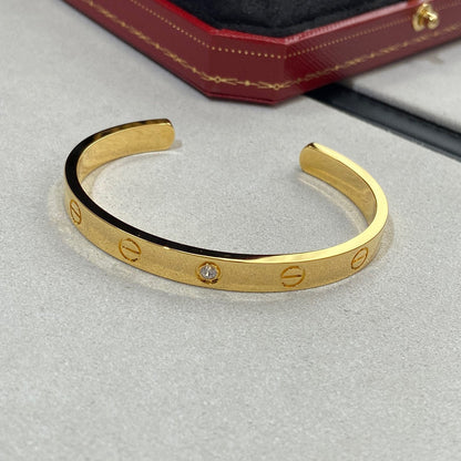[LORA]LOVE BRACELET 6.1MM 1 DIAMOND OPEN CUFF