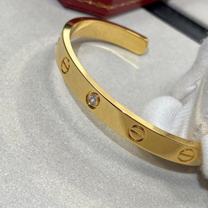 [LORA]LOVE BRACELET 6.1MM 1 DIAMOND OPEN CUFF