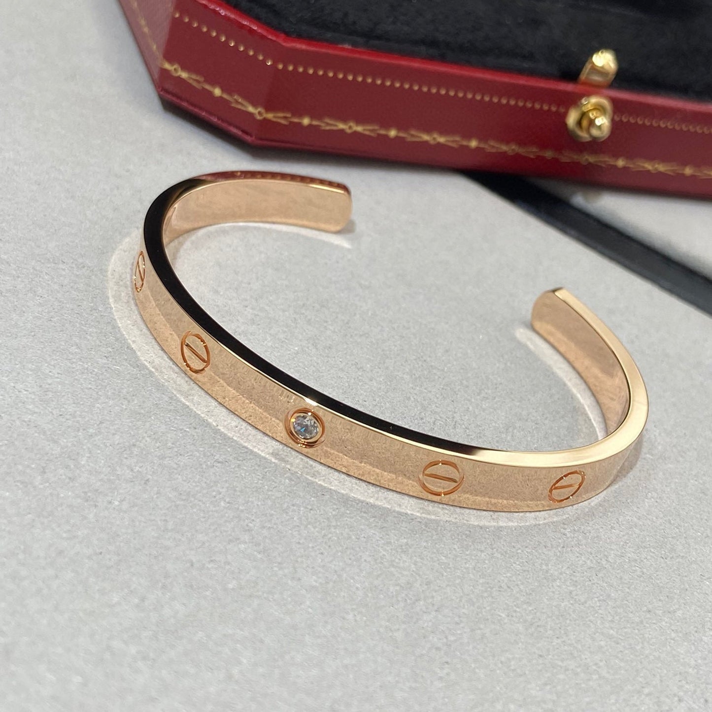 [LORA]LOVE BRACELET 6.1MM 1 DIAMOND OPEN CUFF