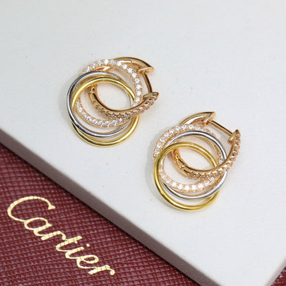 [LORA] TRINITY HALF DIAMOND  EARRINGS