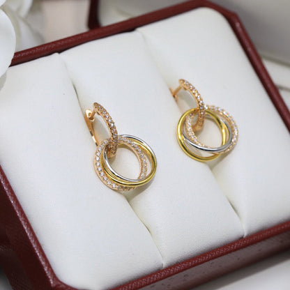 [LORA] TRINITY HALF DIAMOND  EARRINGS