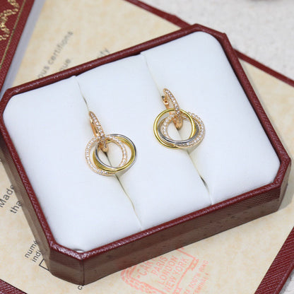 [LORA] TRINITY HALF DIAMOND  EARRINGS