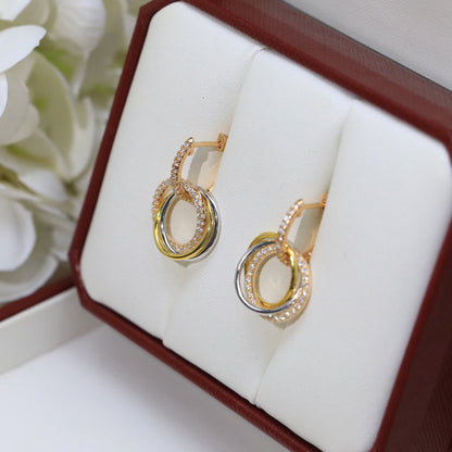 [LORA] TRINITY HALF DIAMOND  EARRINGS