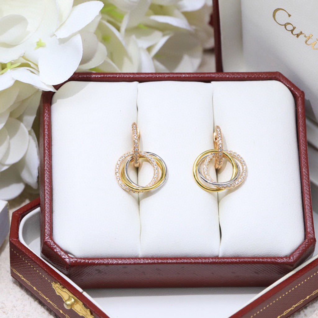 [LORA] TRINITY HALF DIAMOND  EARRINGS