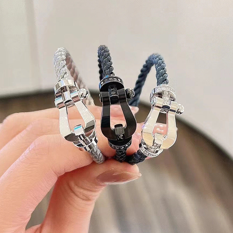 [LORA]FORCE LARGE HORSESHOE FULL DIAMOND BRACELET ROSE GOLD