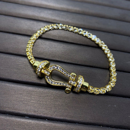 [LORA]FORCE  LARGE HORSESHOE FULL DIAMOND TENNIS BRACELET