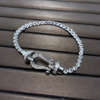 [LORA]FORCE  LARGE HORSESHOE FULL DIAMOND TENNIS BRACELET