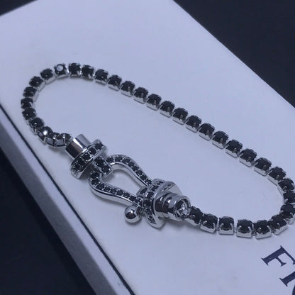 [LORA]FORCE  LARGE HORSESHOE FULL DIAMOND TENNIS BRACELET