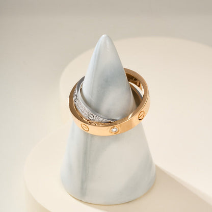[LORA] LOVE PINK GOLD SILVER DIAMOND DOUBLE RING