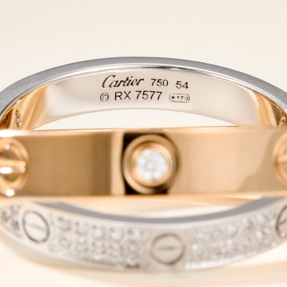 [LORA] LOVE PINK GOLD SILVER DIAMOND DOUBLE RING