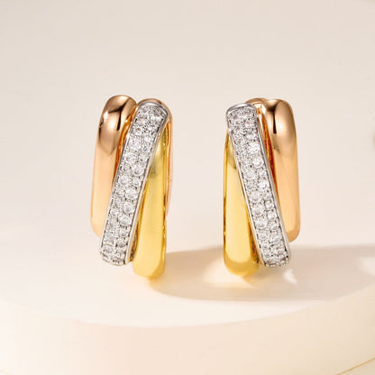 [LORA] TRINITY HALF DIAMOND  CUSHION EARRINGS