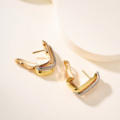 [LORA] TRINITY HALF DIAMOND  CUSHION EARRINGS