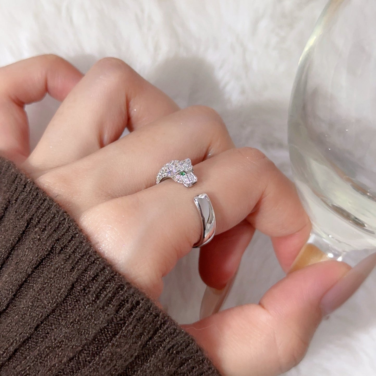 [LORA] PANTHERE HALF DIAMOND SMALL RING