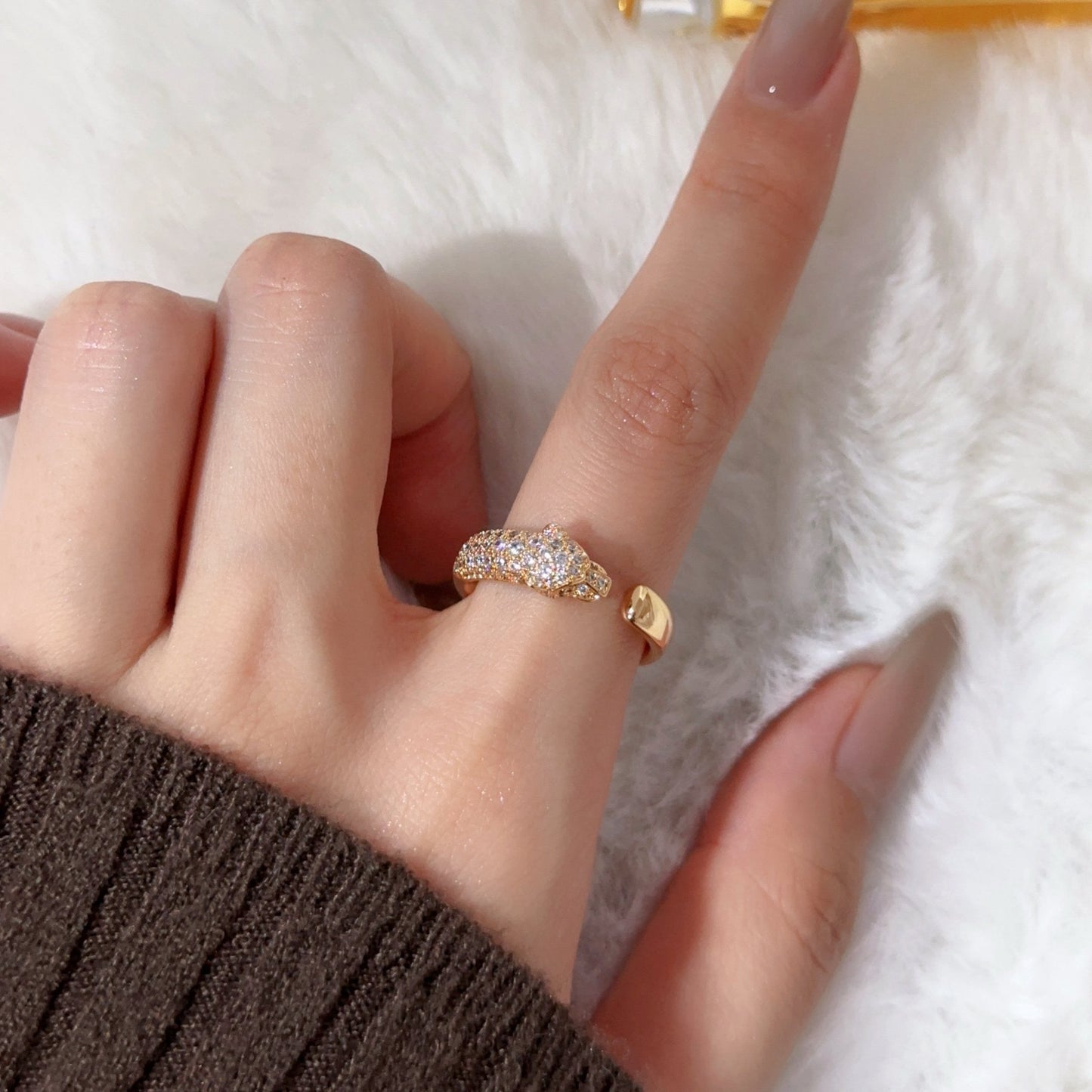 [LORA] PANTHERE HALF DIAMOND SMALL RING