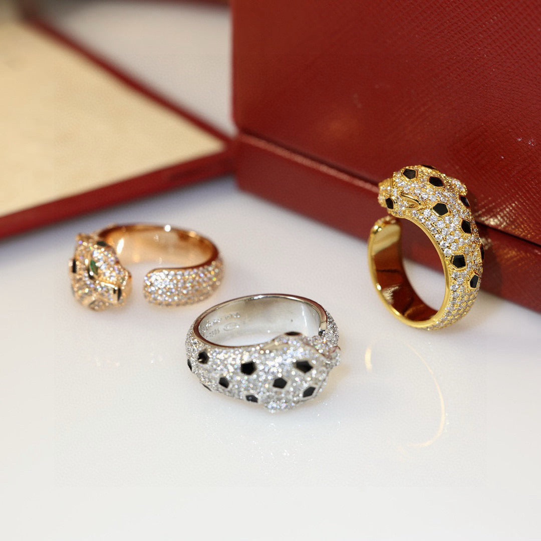 [LORA] PANTHERE SPOTTED FULL DIAMOND MEDIUM RING