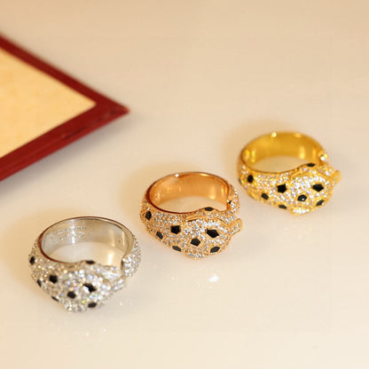 [LORA] PANTHERE SPOTTED FULL DIAMOND MEDIUM RING