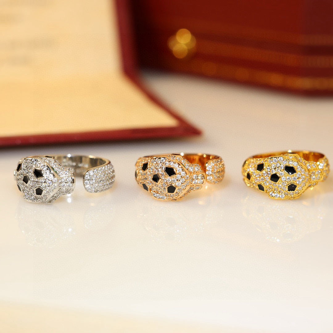 [LORA] PANTHERE SPOTTED FULL DIAMOND MEDIUM RING