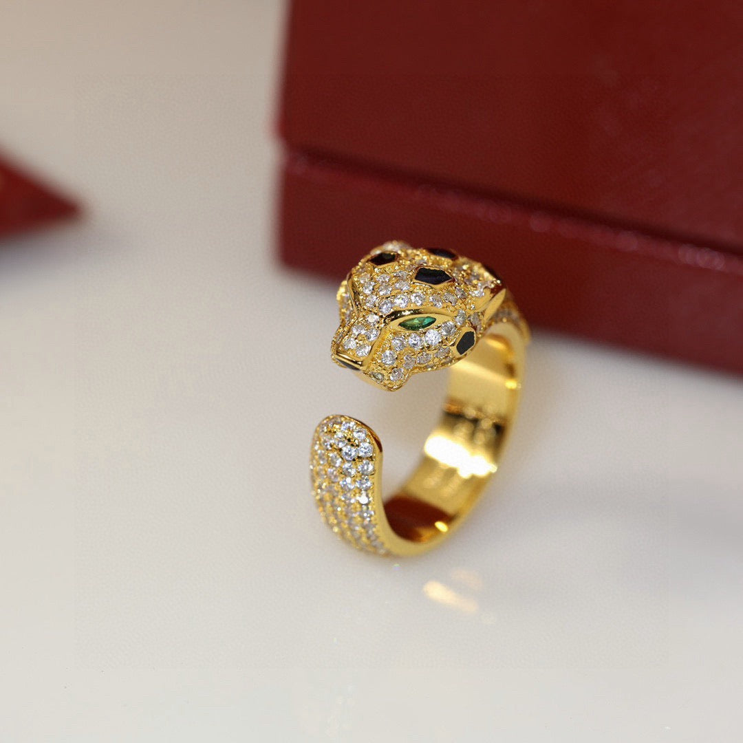 [LORA] PANTHERE SPOTTED FULL DIAMOND MEDIUM RING