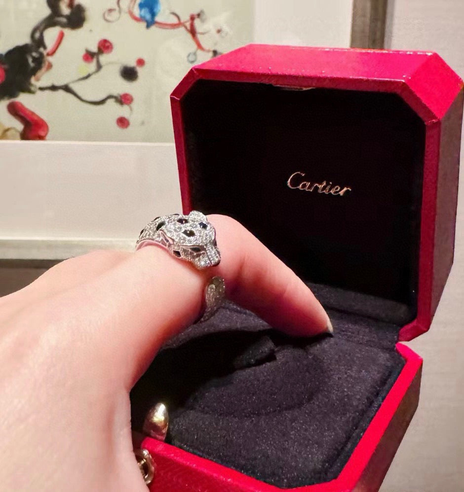 [LORA] PANTHERE SPOTTED FULL DIAMOND MEDIUM RING