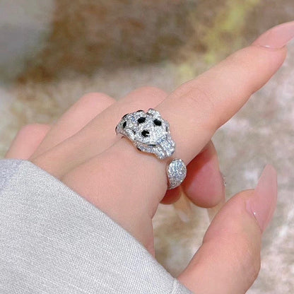 [LORA] PANTHERE SPOTTED FULL DIAMOND MEDIUM RING