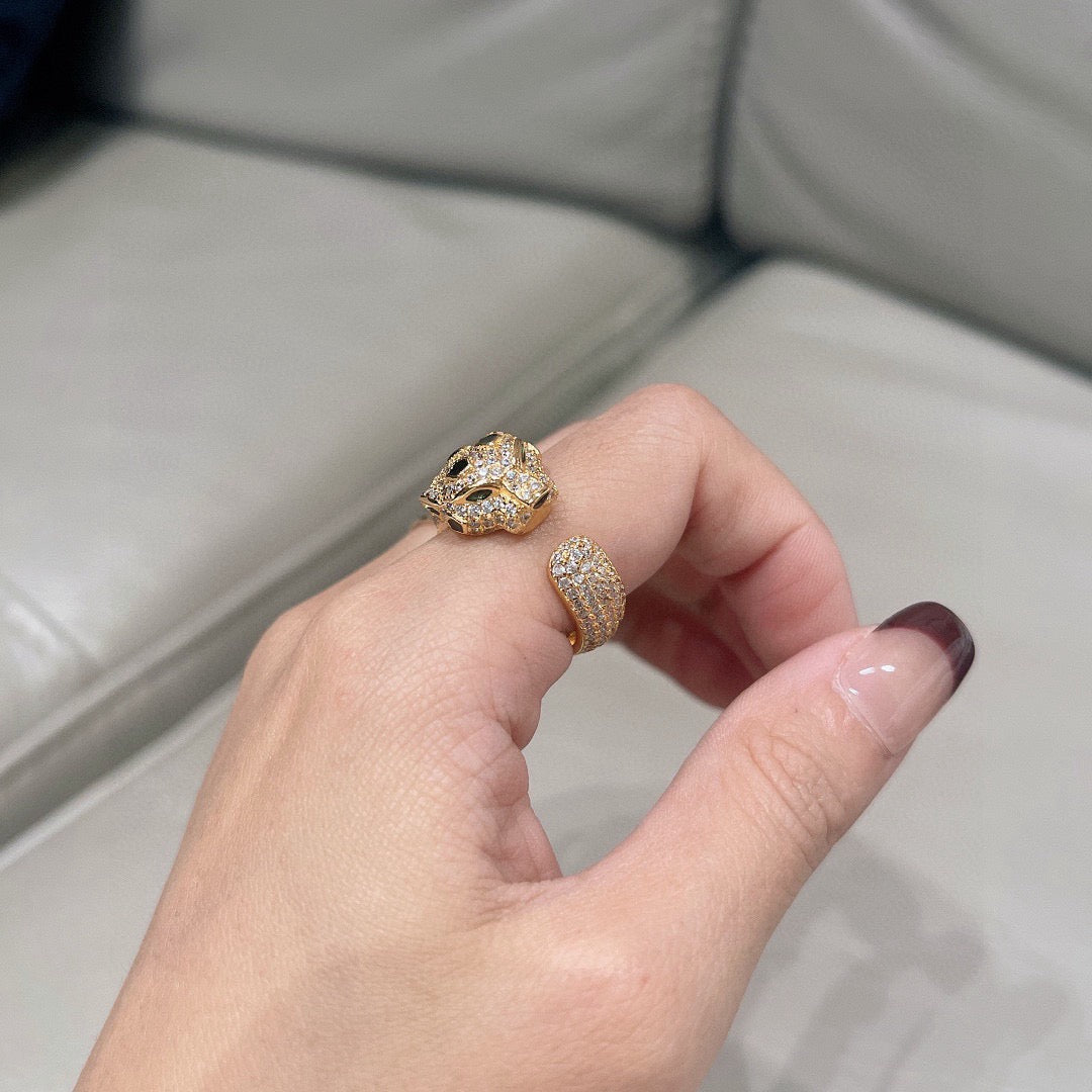 [LORA] PANTHERE SPOTTED FULL DIAMOND MEDIUM RING