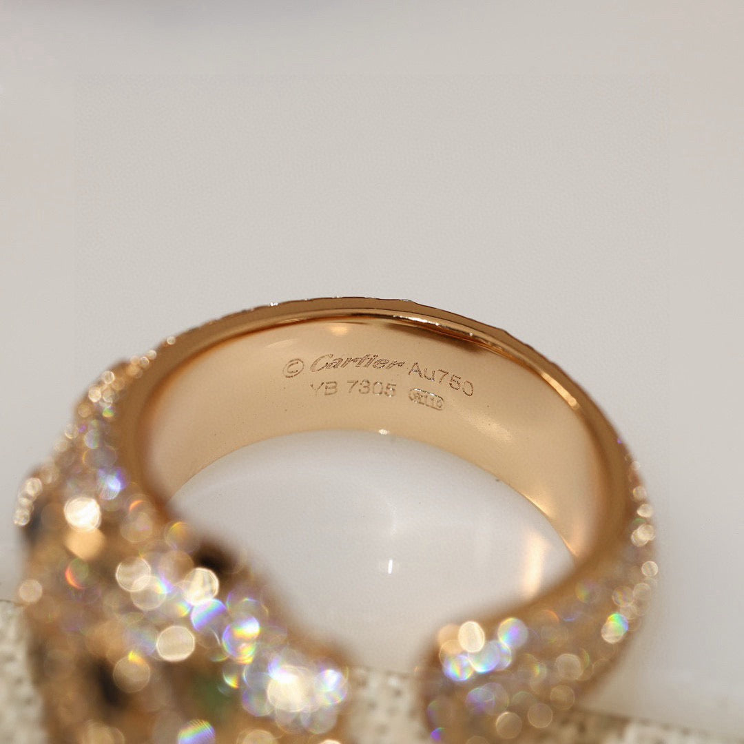 [LORA] PANTHERE SPOTTED FULL DIAMOND MEDIUM RING
