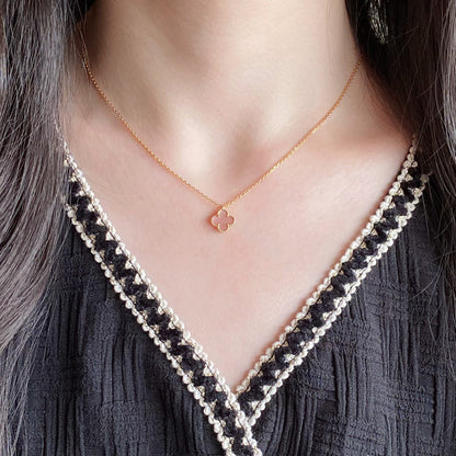 [LORA]CLOVER 15MM PINK MOTHER-OF-PEARL SINGLE FLOWER NECKLACE