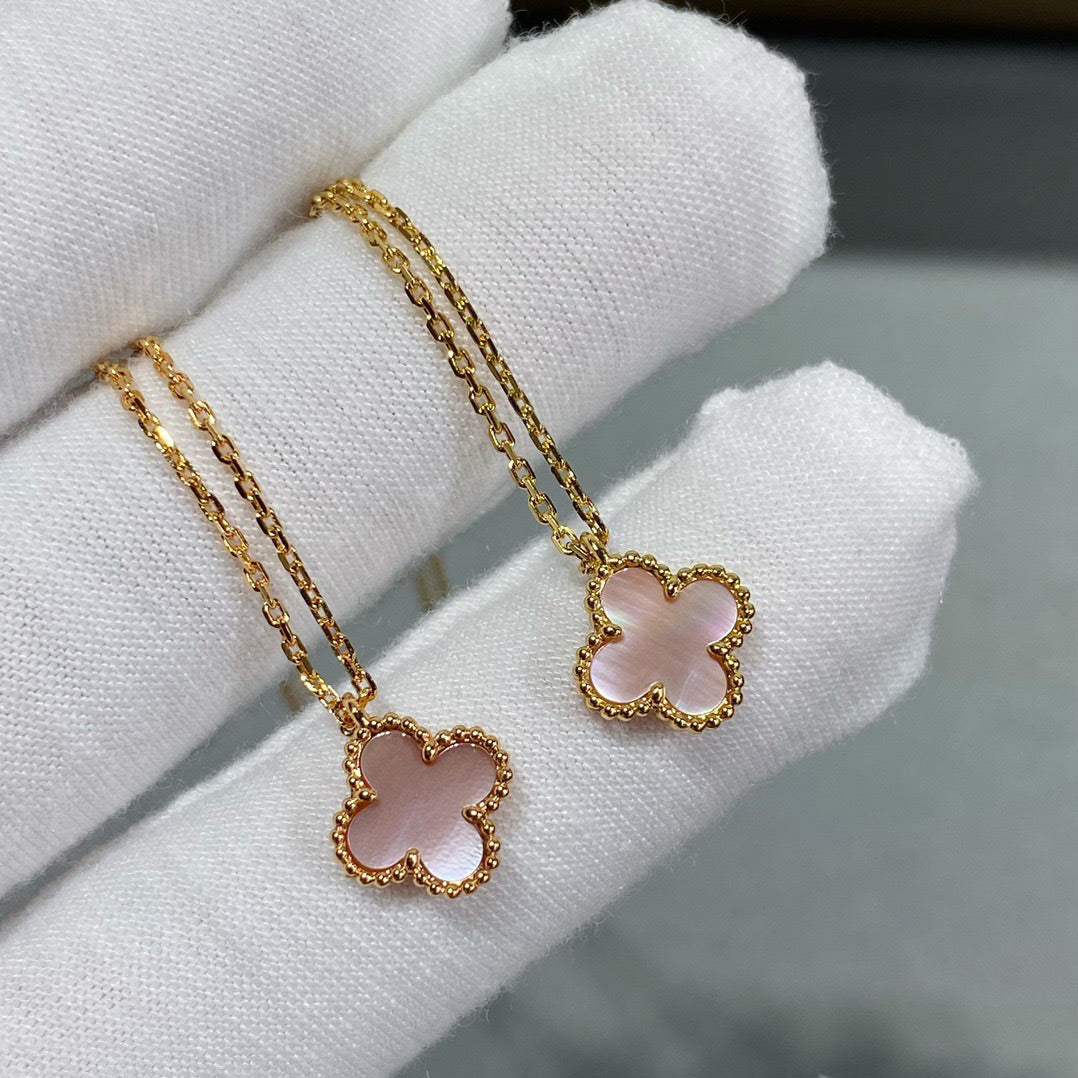 [LORA]CLOVER 9.5MM PINK MOTHER OF PEARL SINGLE FLOWER NECKLACE