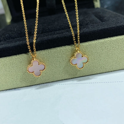 [LORA]CLOVER 15MM PINK MOTHER-OF-PEARL SINGLE FLOWER NECKLACE