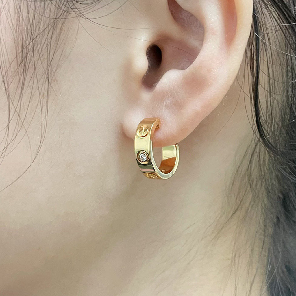 [LORA] LOVE EARRINGS 5.7MM 2 DIAMONDS