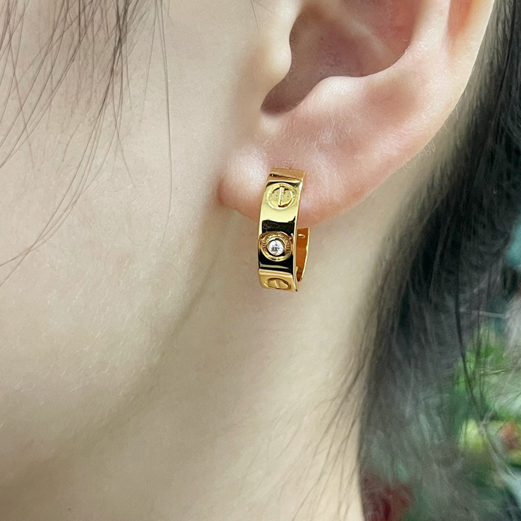 [LORA] LOVE EARRINGS 5.7MM 2 DIAMONDS