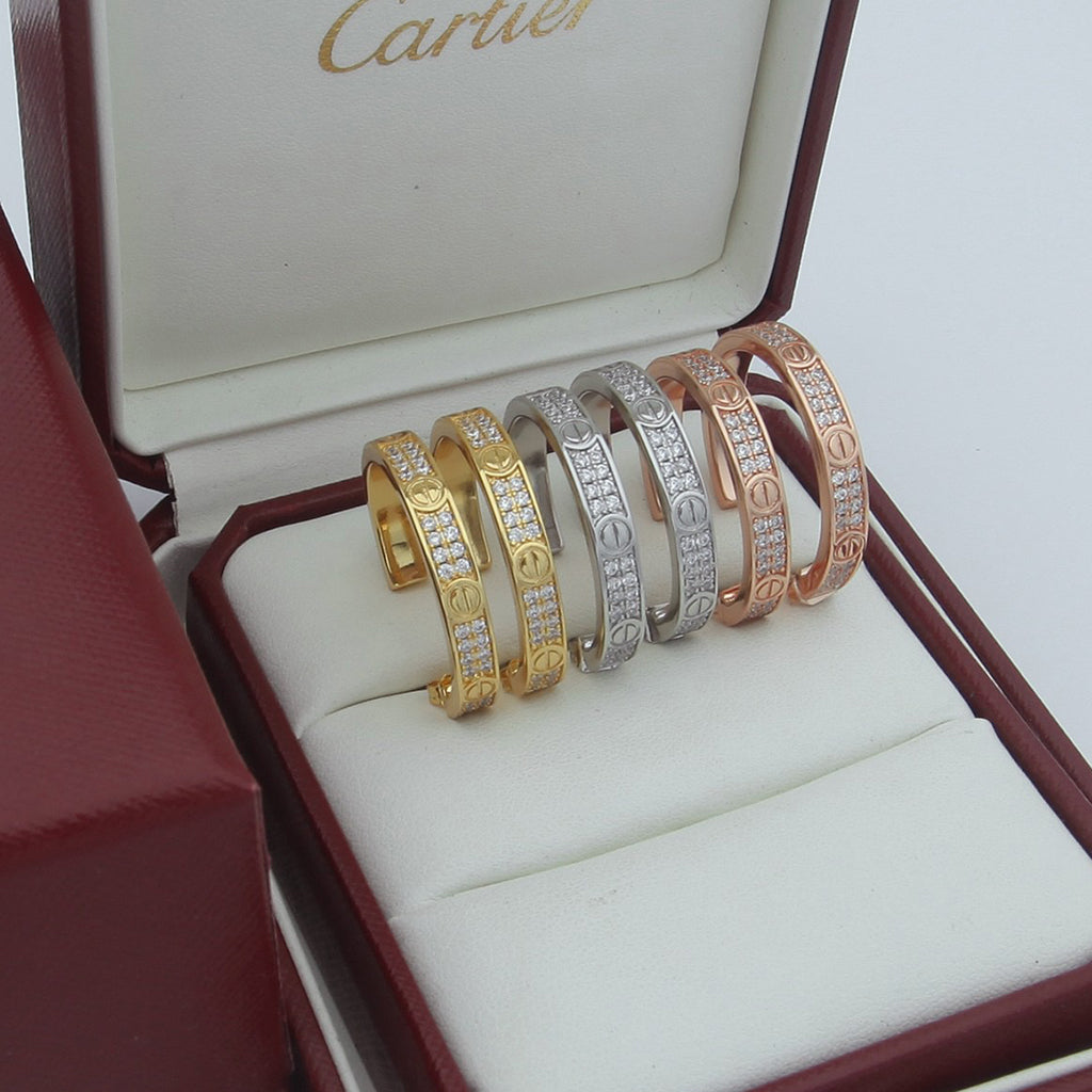 [LORA] LOVE EARRINGS 3.6MM DIAMOND PAVED