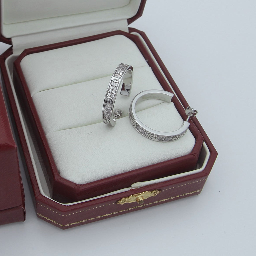 [LORA] LOVE EARRINGS 3.6MM DIAMOND PAVED