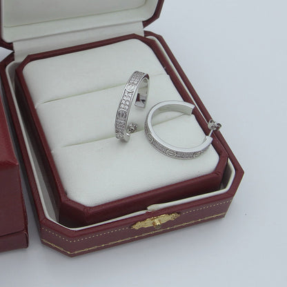 [LORA] LOVE EARRINGS 3.6MM DIAMOND PAVED