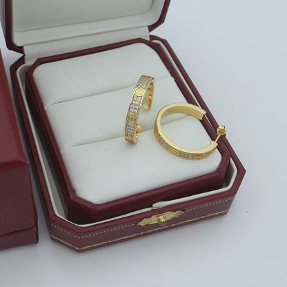 [LORA] LOVE EARRINGS 3.6MM DIAMOND PAVED