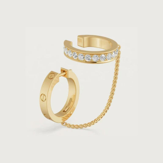 [LORA] LOVE 3.0MM HALF DIAMOND EARRINGS
