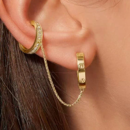 [LORA] LOVE 3.0MM HALF DIAMOND EARRINGS