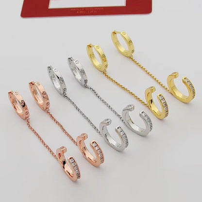 [LORA] LOVE 3.0MM HALF DIAMOND EARRINGS