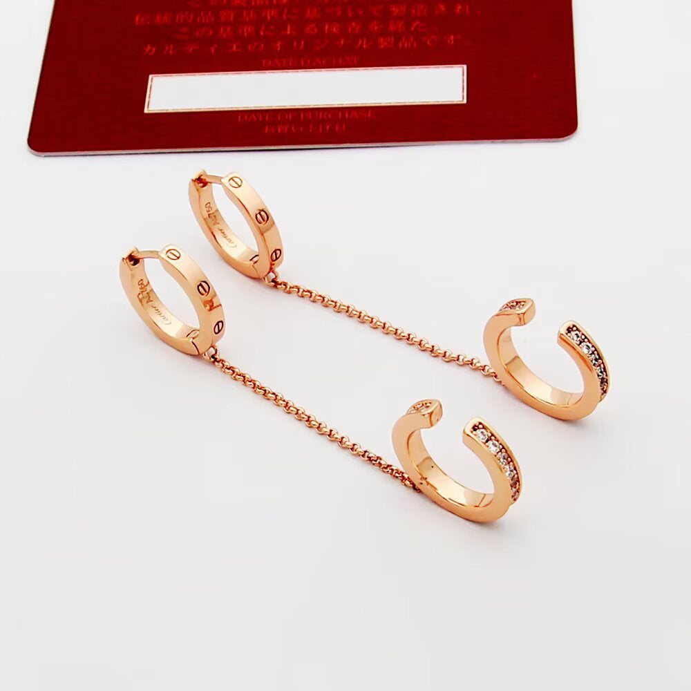 [LORA] LOVE 3.0MM HALF DIAMOND EARRINGS