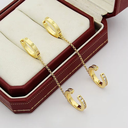 [LORA] LOVE 3.0MM HALF DIAMOND EARRINGS