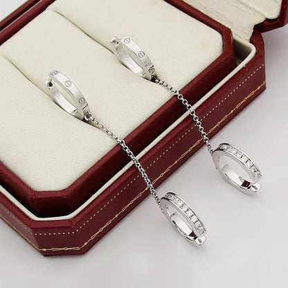 [LORA] LOVE 3.0MM HALF DIAMOND EARRINGS