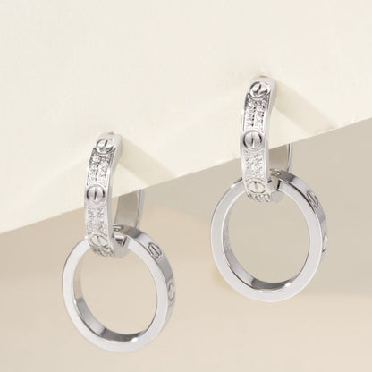 [LORA] LOVE 3.3MM DANGLE HALF DIAMOND EARRINGS