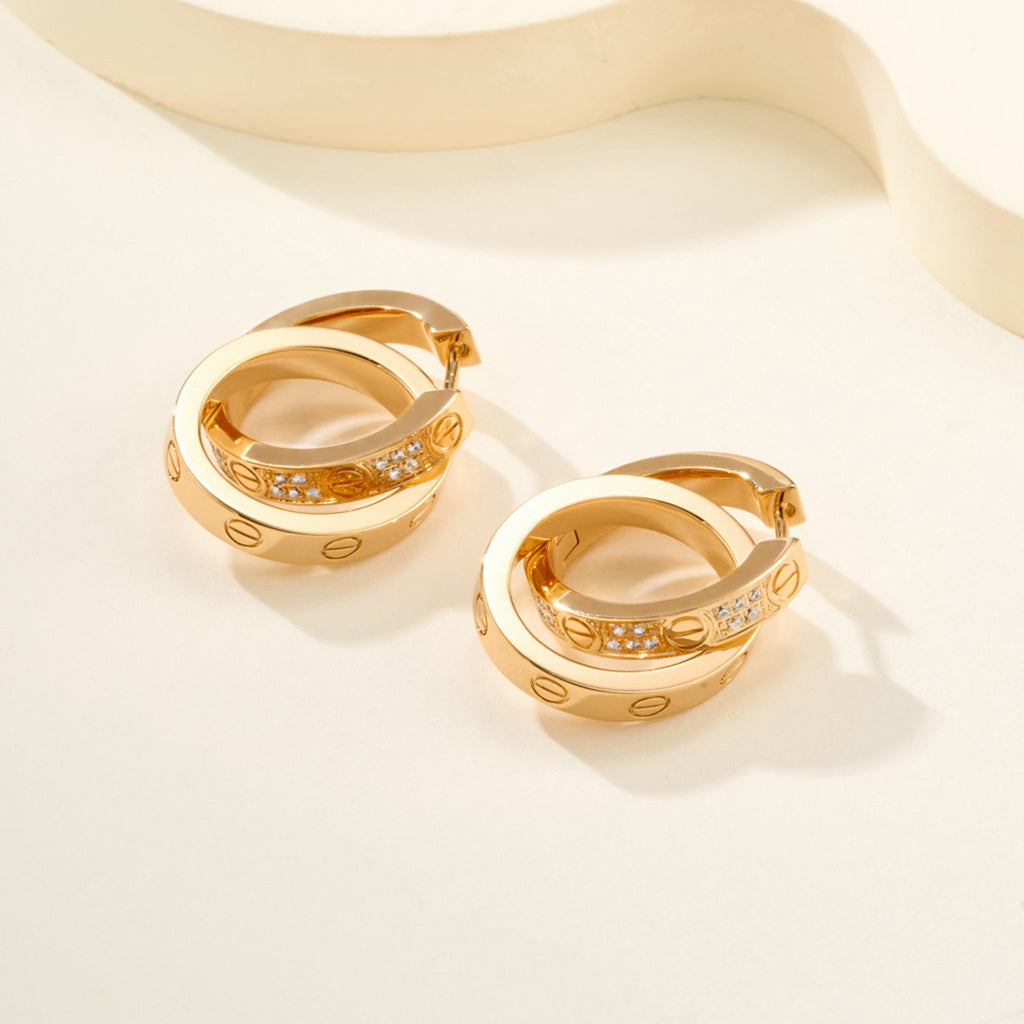 [LORA] LOVE 3.3MM DANGLE HALF DIAMOND EARRINGS